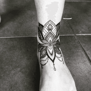 Pretty mandala ankle tattoo