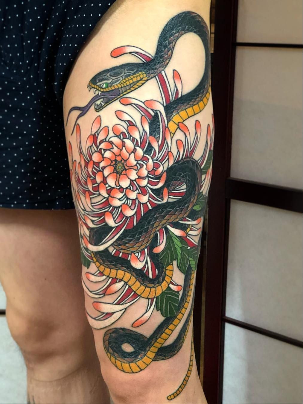 Tattoo uploaded by Stacie Mayer  Traditional Japanese half sleeve Chrysanthemum  tattoo by Nicolas Fox sleeve Japanese flower chrysanthemum NicolasFox   Tattoodo