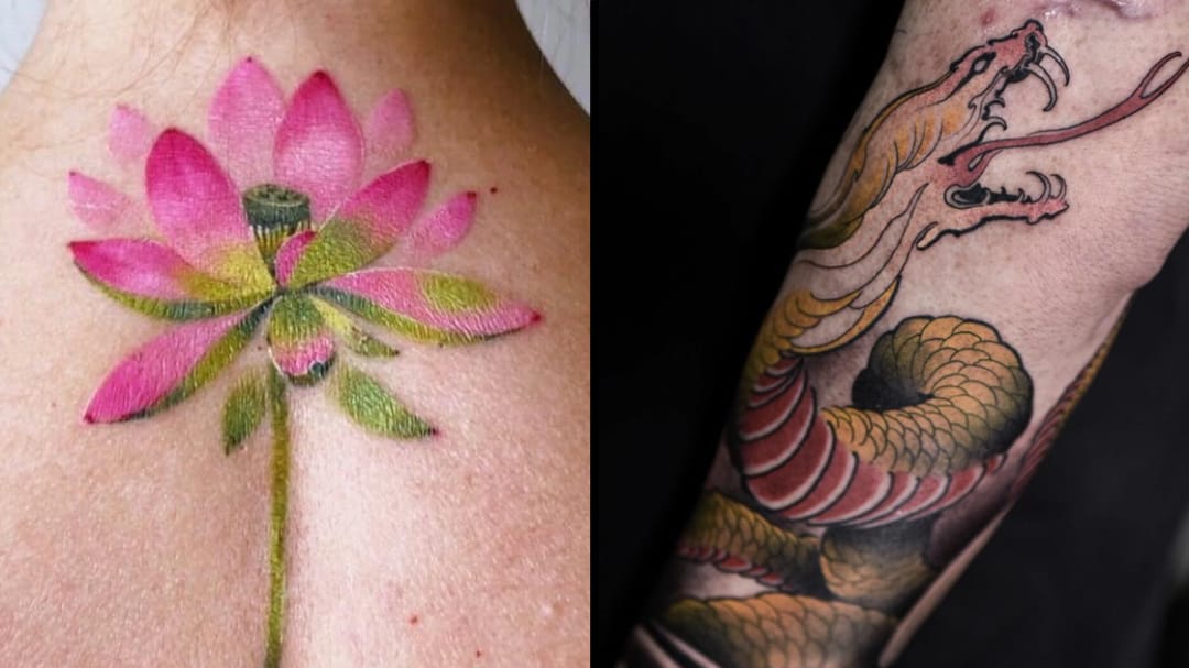 Tattoo uploaded by Tattoodo • Lotus flower tattoo on the left by Pis Saro and snake tattoo on the right by Renan Batista #RenanBatista #cooltattoos #cooltattoo #besttattoo #tattoodoapp #tattooartists #tattooideas #tattooart • Tattoodo Tattoo uploaded by Tattoodo • Lotus flower tattoo on the left by Pis Saro and snake tattoo on the right by Renan Batista #RenanBatista #cooltattoos #cooltattoo #besttattoo #tattoodoapp #tattooartists #tattooideas #tattooart • Tattoodo