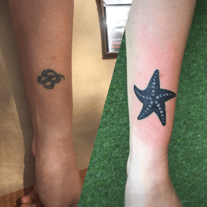 My first cover tattoo#tattoo #covertattoo #cover #starfish 📅05.05.2019🕙 15:00
