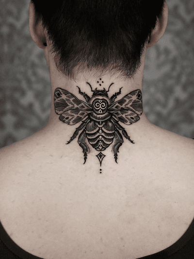 Bee on neck.