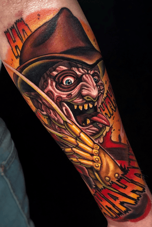 Freddy Crueger on arm.