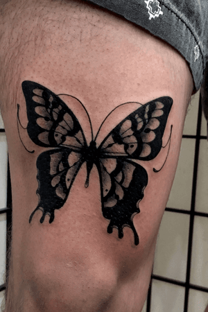 Butterfly Tattoo - Two twailed swallow tail. Done by Vince Riquier at Heroes and Ghosts Tattoo in Richmond, Virginia #blackwork #butterfly #arizona #rva 