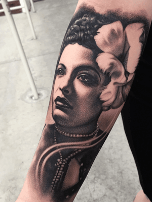 Billie Holiday portrait done at Salt Lake City tattoo convention.