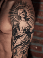 Healed Artemis statue on arm.