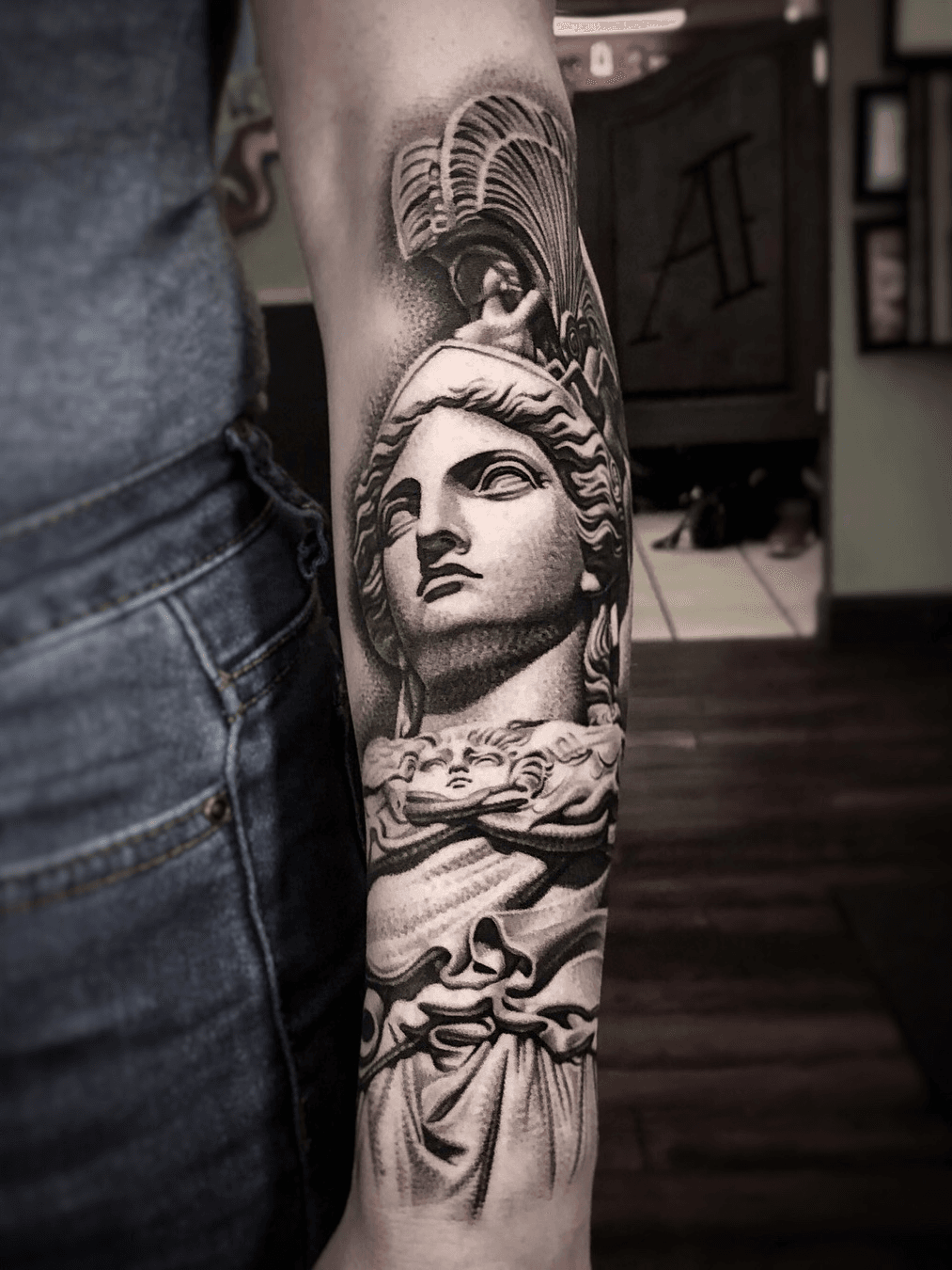 Athena Statue Realistic Tattoo  TATTOOGOTO