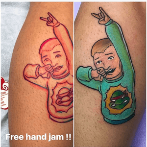 Free Hand Bobby hill on the leg 