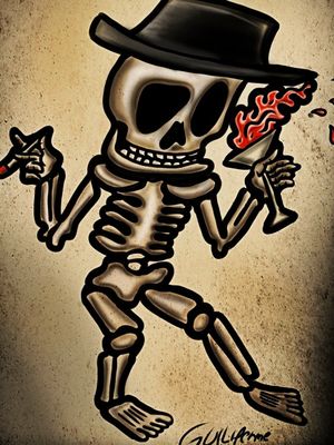 Social Distorion's Skeleton. #newart #NewSchoolArtist #skeletontattoo #socialdistortion #punkrock #newink #tattooart #punkskull 