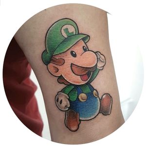 ♡ Luigi - Super Mario Bros. ♡ #Luigi #luigisupermario #supermario #mariobros #supermariobros #luigitattoo #supermariotattoo #videogames #videogametattoos #nintendotattoo #Nintendo #nerdtattoo 