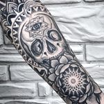 Symbol tattoo by Aries Rhysing #AriesRhysing #symboltattoo #symboltattoos #symbol #symbols #tattooswithmeaning #meaningfultattoo #skull #thirdeye #sacredgeometry #mandala #lotus