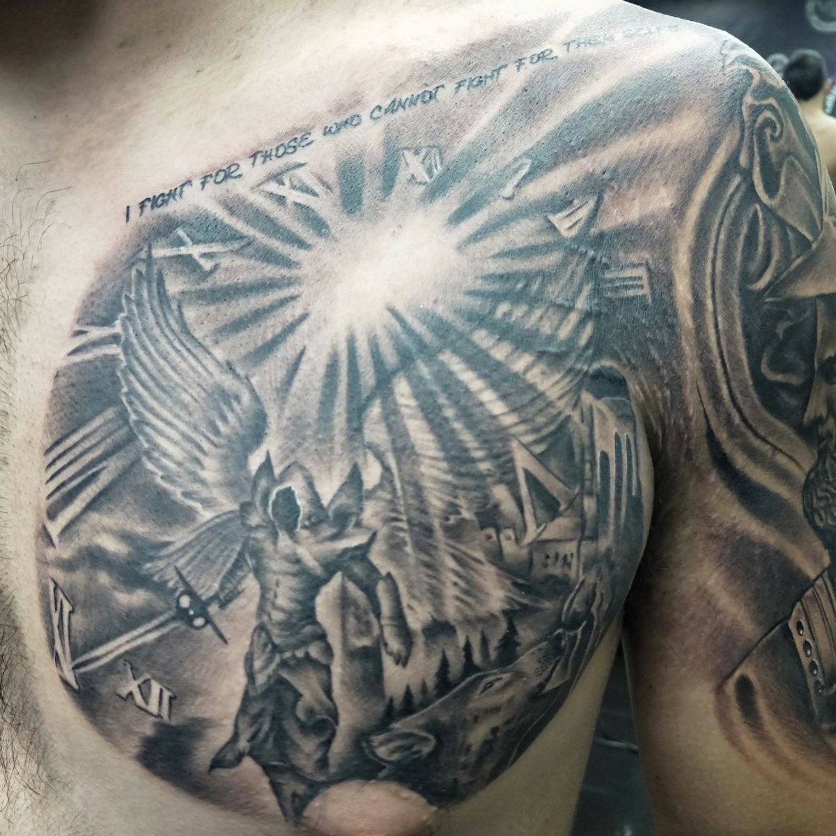 sun rays tattoo shading