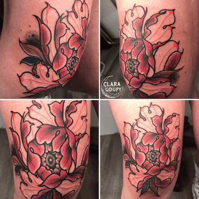  #peony #pivoine #kneetattoo #neotraditionaltattoo #neotrad #neotraditionalartist #neotraditionalfrance #neotradeu #neotraditionaltattooers 