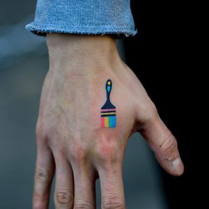 Symbol tattoo by Zzizzi #Zzizzi #symboltattoo #symboltattoos #symbol #symbols #tattooswithmeaning #meaningfultattoo #paintbrush #artists #paint #rainbow #handpoke 