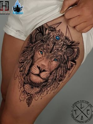 Mosaic/mandala lion thigh piece Insta: @leigh_tattoos Studio: @loco_tattoo For all bookings an enquiries contact me directly at my Fb page: leighstca @heliostattoo - 10% off discount code: Leigh10 @h2oceanloyalty . . . #goldcoast #tattoo #tattoos #tat #inspirationtattoo #tattooist #tattooartist #tattooart #ink #inked #tattooedgirls #girlswithtattoos #inkgeeks #follow #girltattoo #bestoftheday #greywash #superbtattoos #heliostattoo #sullenclothing #radtattoos #blxckink #Loyalty4Life #H2Ocean #liontattoo #mandala #dots #linework #thightattoo