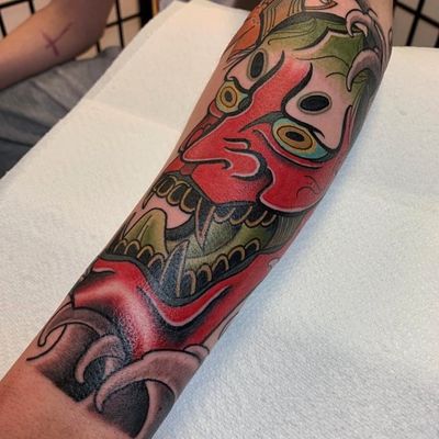 Hannya on outer forearm #hannyatattoo #hannyamask #hannya #japanesetattooing #japanesetattoo #ukiyoe #yokai #japanesemask