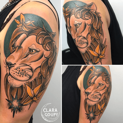  #liontattoo #lion #flowers #neotraditionaltattoo #neotrad #neotraditionalartist #neotraditionalfrance #neotradeu #neotraditionaltattooers 