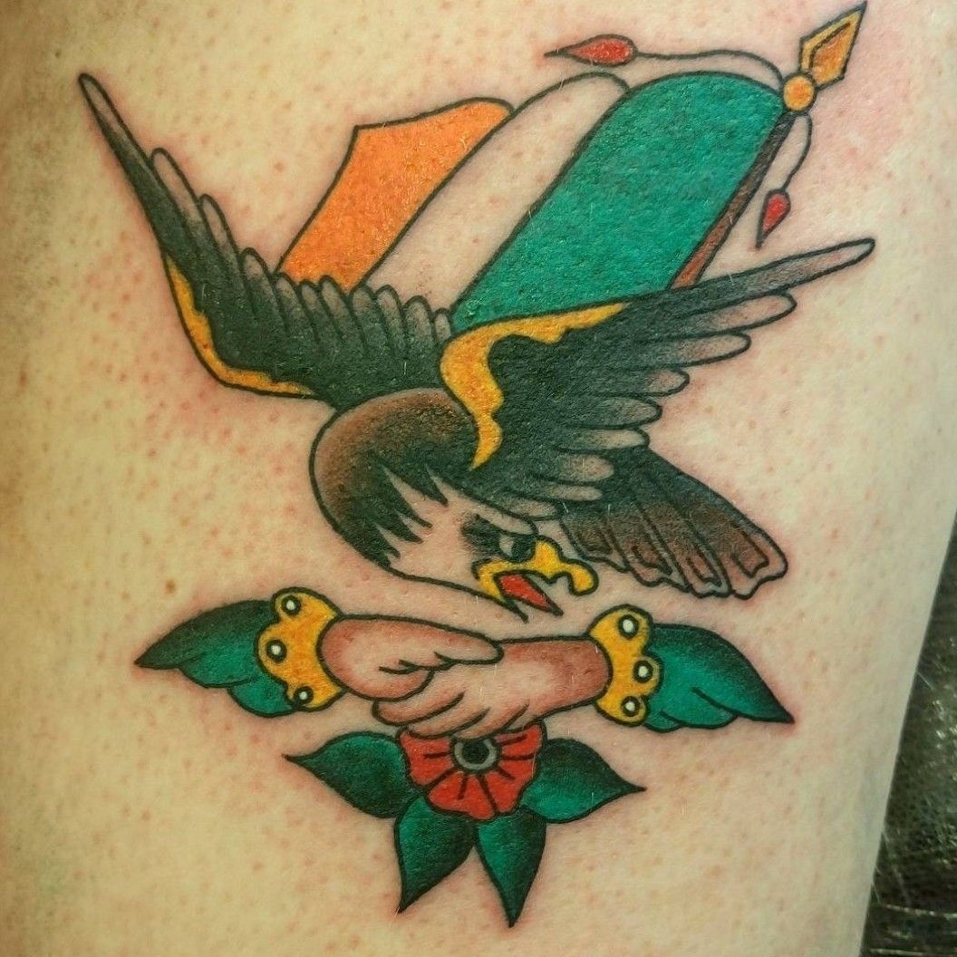 irish flag and american flag tattoo