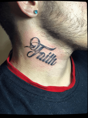 Faith neck tattoo 