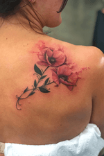Watercolor tattoo, watercolor realism, poppy, poppy tattoo, volia