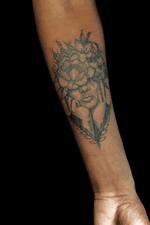 Blackwork, face tattoo, floral face, fineline, religious tattoo