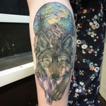 Northern lights piece on side of calf.
