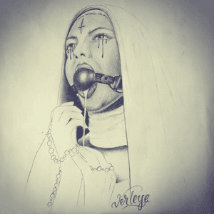 #nun #drawing #doodle #sketch #satan #bdsm #getinked #nederland #belgie 