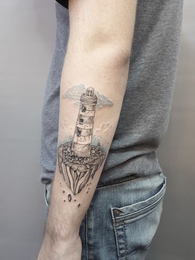 #LineworkTattoos #lighthouse 