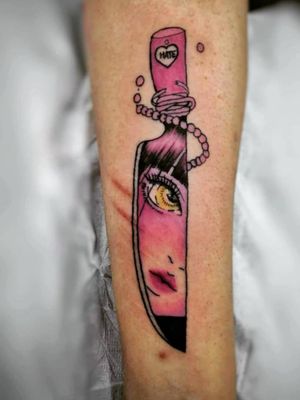 #anime #hate #knife #colored #tattoo 