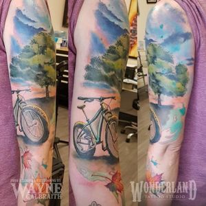 This was a great way to start off my week back from vacation! #colortattoo #watercolortattoo #watercolortattooartist #wonderlandtattoo #wonderlandkitchener #colortattoo #mdwipeoutz #cycling #fatbike #kwawesome #ontariotattoos #canadiantattooartist #kwtattoos @wonderlandtattoostudioskw www.wonderlandstudioskw.com