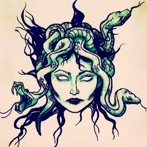 Medusa for the back of my client's hand (with color)