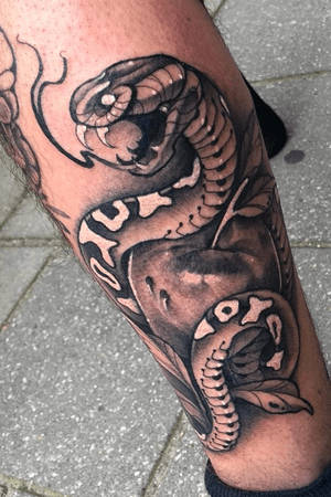 #snake#apple#paradise#tattoo#inked#ink#artist#leg#blackandgrey#neotraditional#tongue#sinner#passion#tattoartist