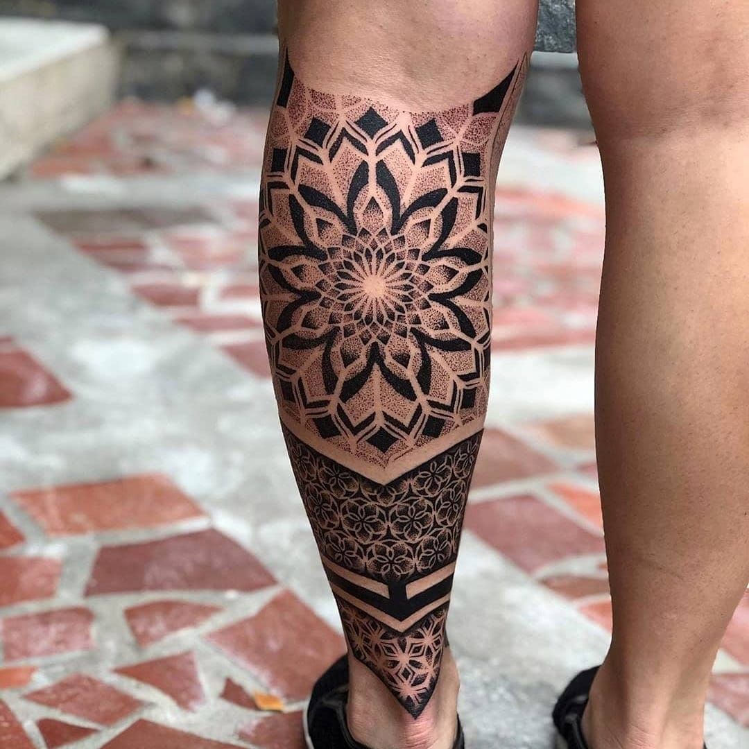 Mandala leg piece Jake Wilkes Only You Tattoo  Atlanta  rtattoos