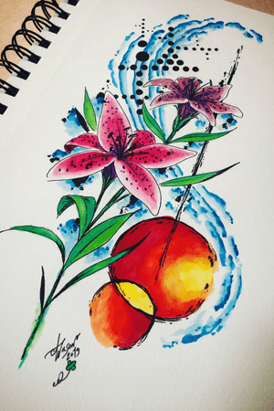 Lilies! #lilytattoodesign #abstract #watercolor #trashpolka #staugustinetattooartist #floridatattooartist 