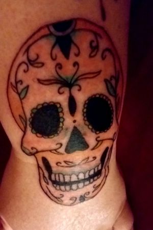 Sugar skull done by my good friend Dustin Profitt who runs his own business called (Straight Out Of The Kitchen)