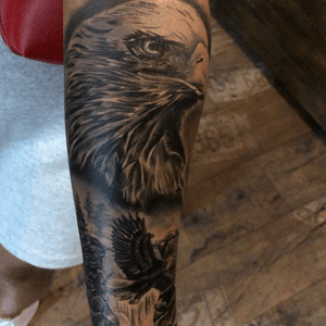 #blackandgray #eagle #tattoo #sleeve that ı have started #nature #wildlife #landscape #arm #innerarm #besiktas #besiktask #coverup 