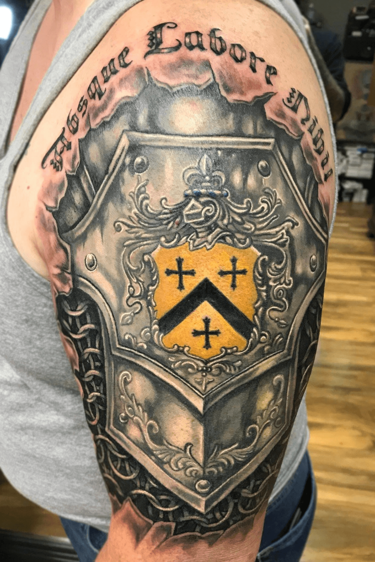 Tattoo uploaded by Sean Ambrose • Realistic family coat of arms tattoo! •  Tattoodo
