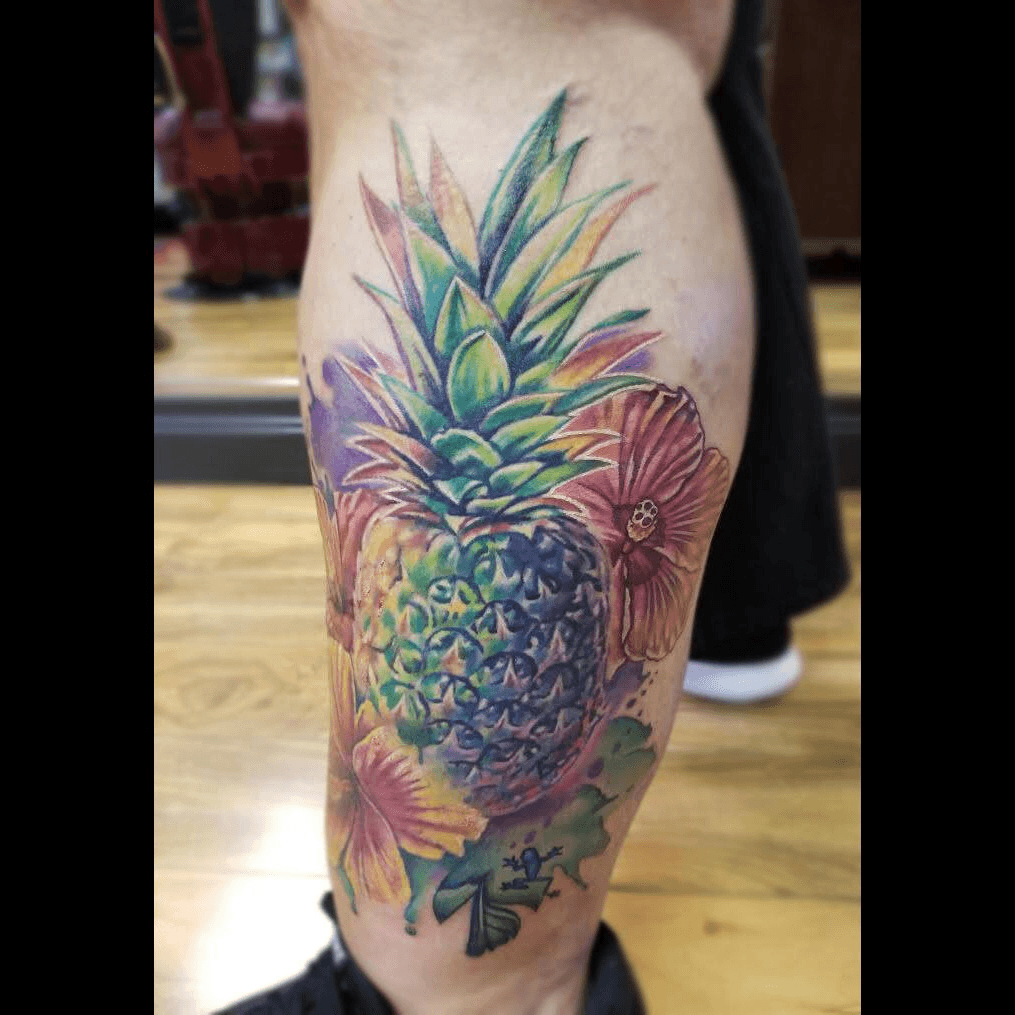 Pineapple Watercolor Tattoo 92019  Pineapple tattoo Pinapple tattoos  Leopard print tattoos