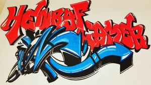 Logo for a cousin of mine.  Gamer Tag. Ink pen and colored pencil. Graffiti/new school style 