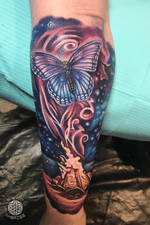 Super colorful butterfly, campfire memorial tattoo. One of my favorites to date!
