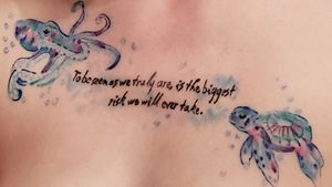 Watercolor, ocean themed quote tattoo
