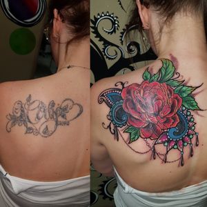 Cover up of an ex's name  after she 'd had 2 laser sessions  