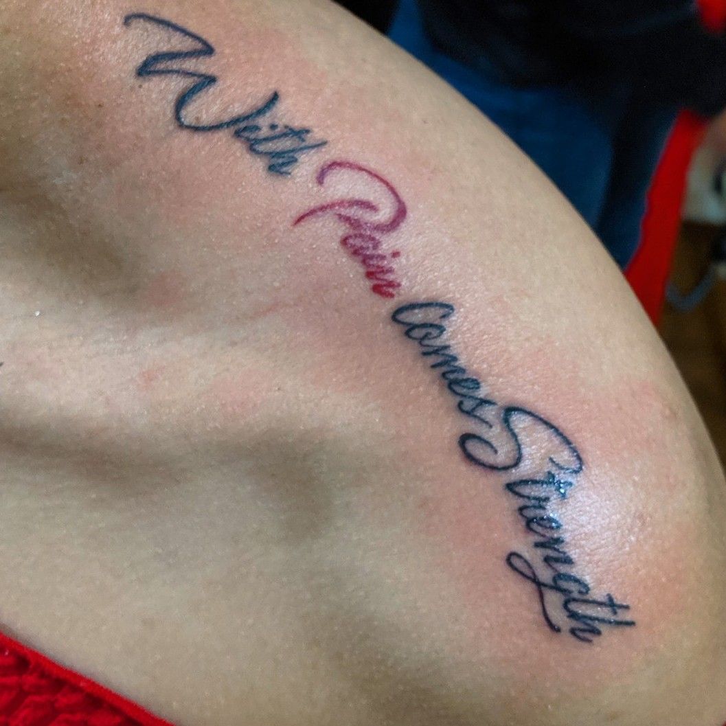 perseverance tattoo on shoulder
