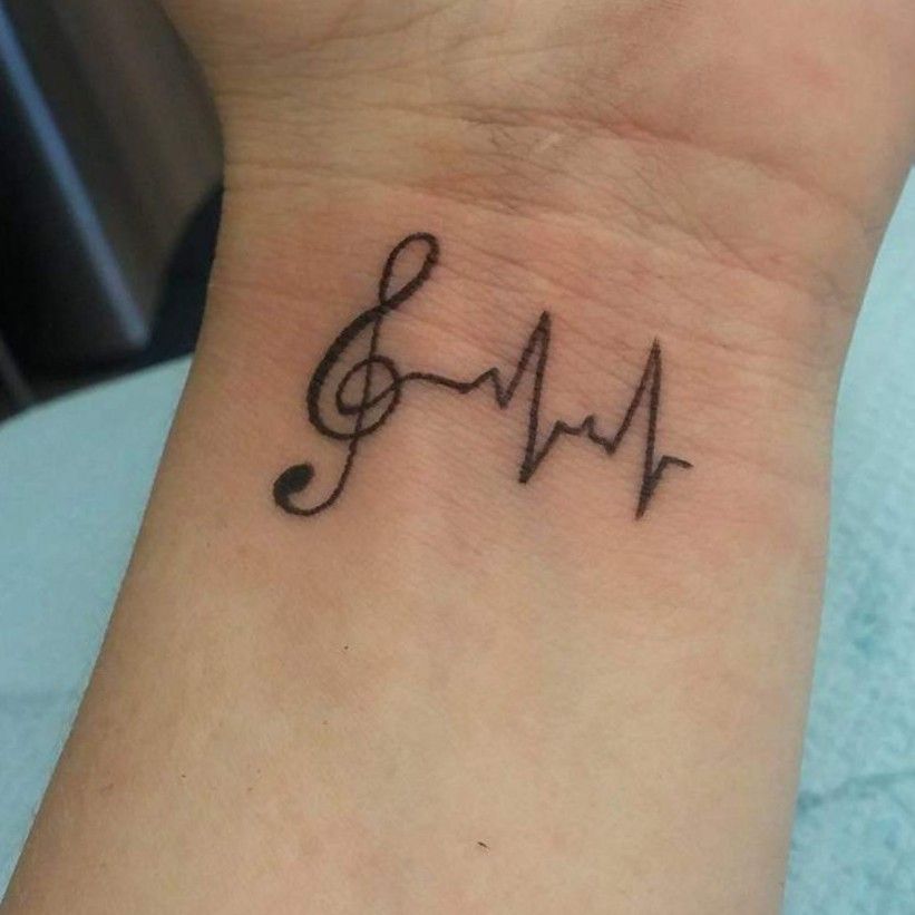 music note heartbeat tattoo