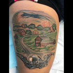 The dream ride: a perfect day. #landscapetattoo #joyride #motorcycleview #motorcycletattoo #motorcycle #tattoowithaview