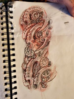 Bad photo if this Bio design I want to tattoo. Email me at daleyart71318@gmail.com to schedule your appointment or for any more info