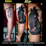 Wolf and trees tattoo cover-up tattooed by one of South Carolina's best cover-up tattoo artists, Alysia Roberson, at Siren's Cove Tattoo in Piedmont, SC!! #coverup #coveruptattoo #wolftattoo #nametattoo #treetattoo #treesilhouette #wolf #naturetattoo #foresttattoo #tattoos #tattooed #tattoonightmares #tattoosforguys #tattoosformen #tattoosforwomen #tattoosforgirls #inkedguys #inkedman #tattoonightmare #tattooedman #tattooedmen #tattooedguy #inkmaster #ink #inked #inkedup #inkedmag #tattooartist #femaletattooartist #femaletattooist #girltattooartist #ladytattooer #ladytattooist #CoverUpTattoos #coveruptattooartist #lonewolf #wolfpack #wolfportrait #wolfpaw #wolfhead #howlinwolf #howling #howl #portraittattoo #wolves #moontattoo #oldschooltattoo #traditionaltattoo #realism #realistic #nature #forest #blackandgreytattoo #blackandgrey #blackworktattoo #blackwork #BlackoutTattoo #blackout #animaltattoo #tattooedwoman #sctattooist #sctattoo #sctattooartist #sctattooshop #yeahthatgreenville #sctattooer #mothersday #mothersdayweekend #southcarolinatattooartist #greenvillesc #downtowngreenville #andersonsc #clemsonsc #Alysiarobersontattoo #sirenscovetattoo www.facebook.com/sirenscovetattoo www.facebook.com/Alysia.Roberson.Tattoo.Artist IG:@sirens_cove_tattoo 