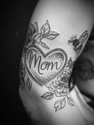 Mom tattoo by Reanna McCormick #ReannaMcCormick #momtattoo #momtattoos #mom #mother #mum #mommy #happymothersday #mothersday #love #family #flower #illustrative #heart #dotwork