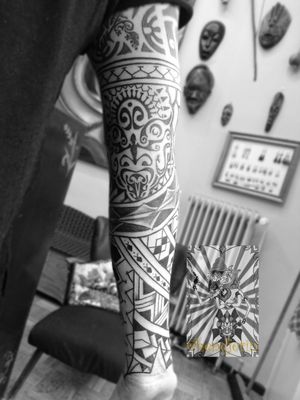 The Last sessions of Customs Freehand Neo Polynesian. This tattoo motifs are based on his own personality, life and stories, not a random motifs in. Each Neo Polynesian design I did are only wear by 1 person. Follow me for more work like this. #tattooist #tattoo #tattoodesign #tattooartist #tattooart #berlintattoo #berlintattooist #berlintattooartist #indonesiantattooartist #polynesiantattoo #maoritattoo #neopolynesiantattoo #cleanlinestattoo #blackworktattoo #lineworktattoo #meaningfulltattoo #freehandtattoo #tattoer #tattoolovers #customstattoo #tatau #berlin #inked #hendjerin #fullsleevetattoo #tribetattoo #berlinfinest #tribaltattoo #blackwork #kayontattooatelier