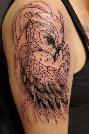 Geometric Owl tattoo 