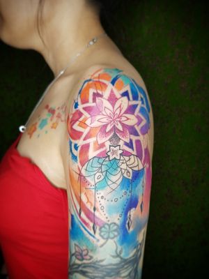 Custom Watercolor Mandala Tattoo